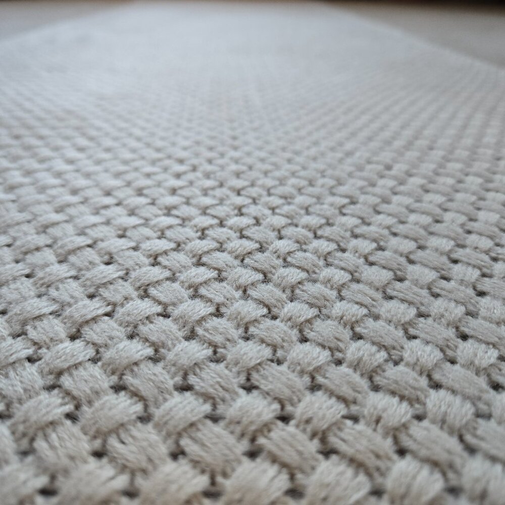 Organic Work Cashmere Basketweave Scarf Natural/Oatmeal - Picture 9 of 12